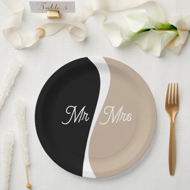 Simple Waves 2 - Custom Paper Plates (Wedding)