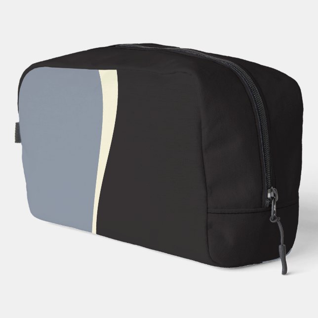 Simple Waves 2 in Black, Grey and Cream Dopp Kit (Right Corner)