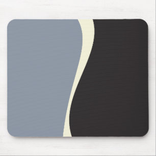 Simple Waves 2 in Black, Grey and Cream Mouse Pad