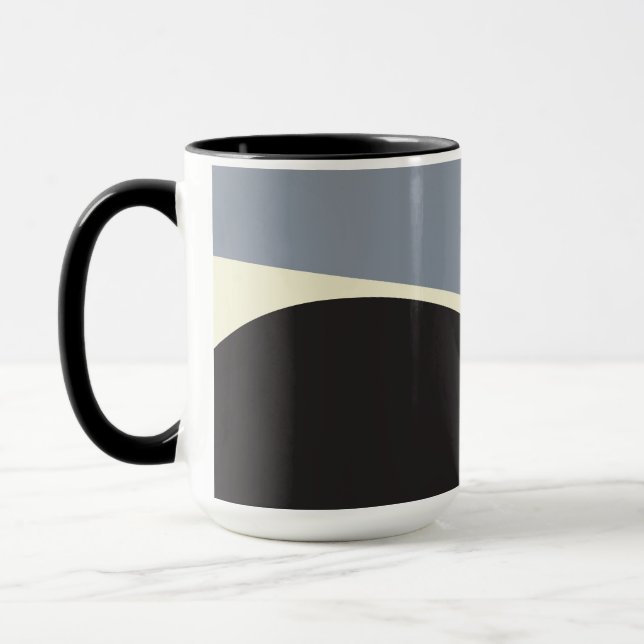 Simple Waves 2 in Black, Grey and Cream Mug (Left)