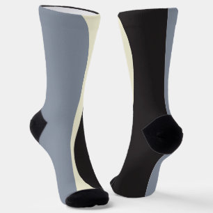 Simple Waves 2 in Black, Grey and Cream Socks