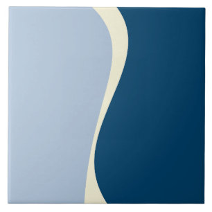 Simple Waves 2 in Dark Blue, Light Blue and Cream Ceramic Tile