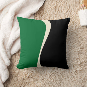 Simple Waves 2 in Green, Cream and Black Cushion