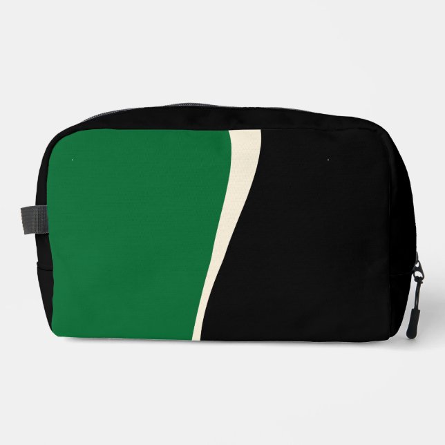 Simple Waves 2 in Green, Cream and Black  Dopp Kit (Front)