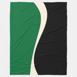 Simple Waves 2 in Green, Cream and Black  Fleece Blanket