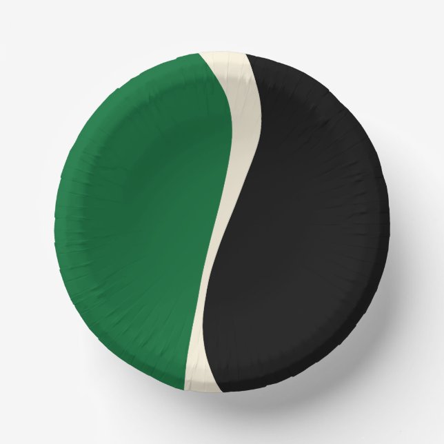 Simple Waves 2 in Green, Cream and Black  Paper Plate (Front)