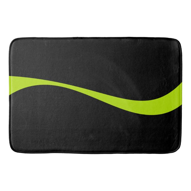 Simple Waves 2 in Lime Green and Black Bath Mat (Front)