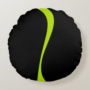 Simple Waves 2 in Lime Green and Black Round Cushion