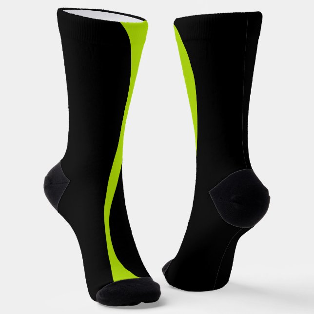 Simple Waves 2 in Lime Green and Black Socks (Angled)