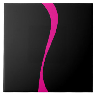 Simple Waves 2 in Magenta and Black Ceramic Tile