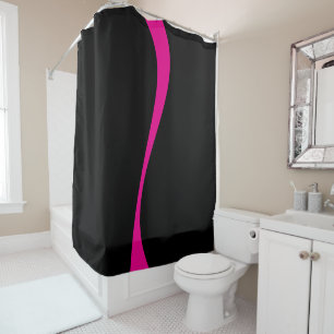 Simple Waves 2 in Magenta and Black Shower Curtain