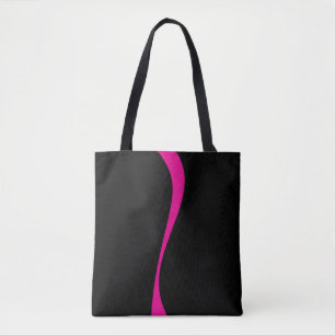 Simple Waves 2 in Magenta and Black Tote Bag