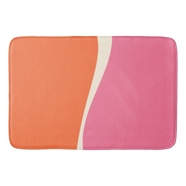 Simple Waves 2 in Pink, Orange, and Cream Bath Mat (Front)
