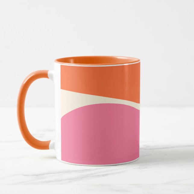 Simple Waves 2 in Pink, Orange, and Cream Mug (Left)