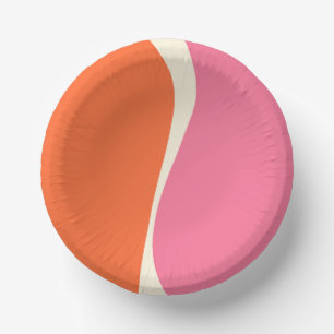 Simple Waves 2 in Pink, Orange, and Cream Paper Plate