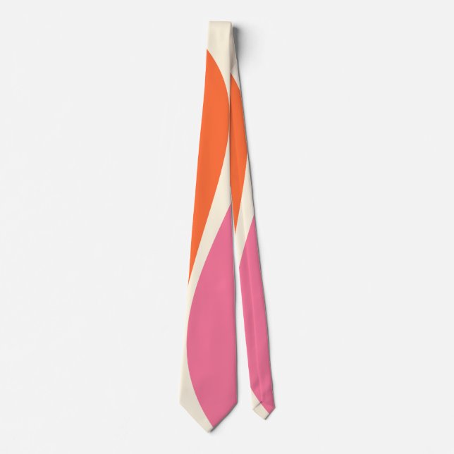 Simple Waves 2 in Pink, Orange, and Cream Tie (Front)