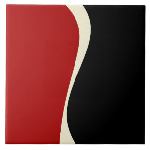 Simple Waves 2 in Red and Cream Ceramic Tile