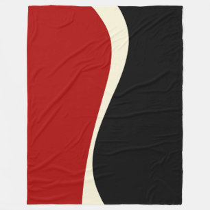 Simple Waves 2 in Red and Cream Fleece Blanket