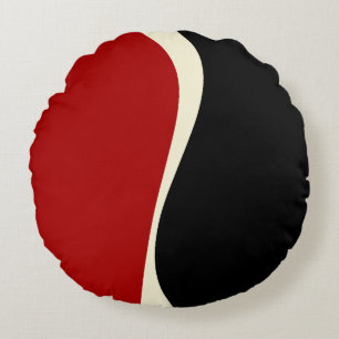 Simple Waves 2 in Red and Cream Round Cushion