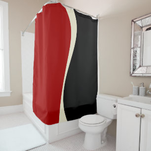 Simple Waves 2 in Red and Cream Shower Curtain