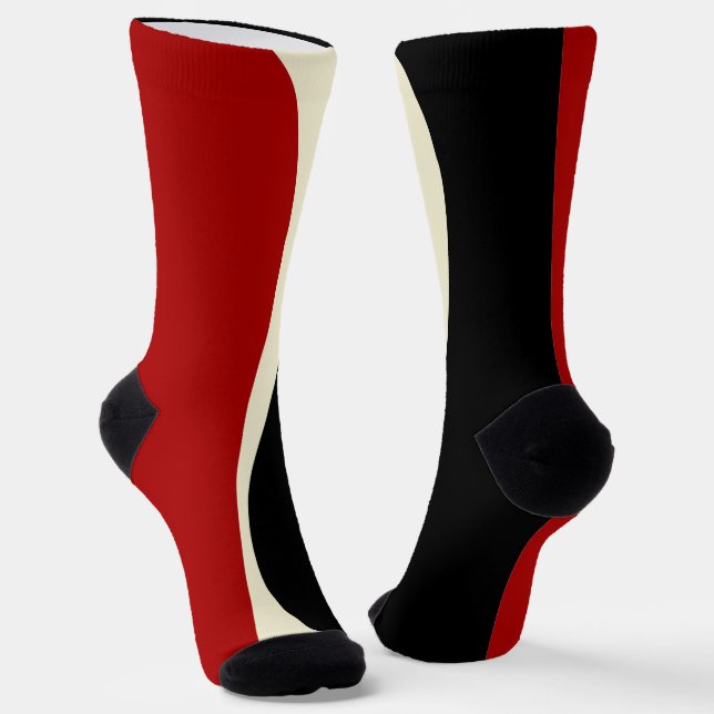 Simple Waves 2 in Red and Cream Socks (Angled)