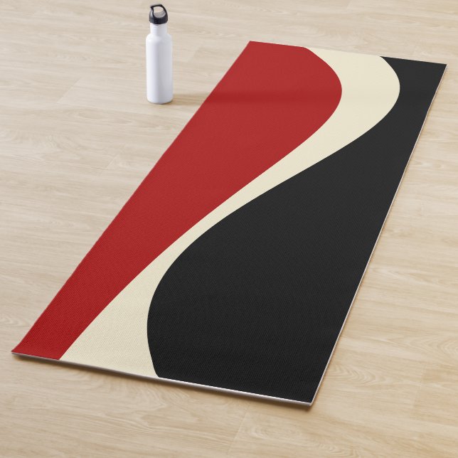 Simple Waves 2 in Red and Cream Yoga Mat (In Situ)