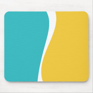Simple Waves 2 in Turquoise, Yellow, and White Mouse Pad