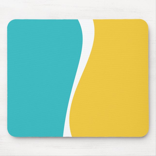Simple Waves 2 in Turquoise, Yellow, and White Mouse Pad (Front)