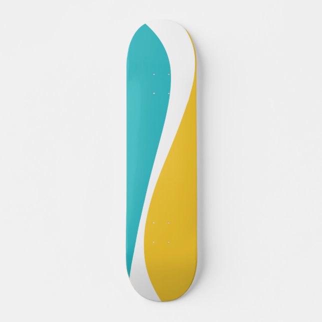 Simple Waves 2 in Turquoise, Yellow, and White Skateboard (Front)