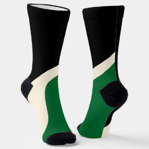 Simple Waves 3 in Green, Cream and Black Socks