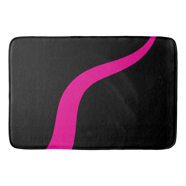 Simple Waves 3 in Magenta and Black Bath Mat (Front)