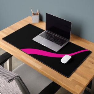 Simple Waves 3 in Magenta and Black Desk Mat