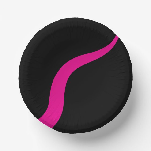 Simple Waves 3 in Magenta and Black Paper Plate (Front)