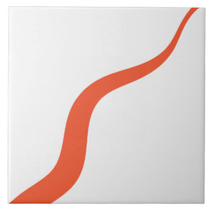 Simple Waves 3 - Orange and White Ceramic Tile