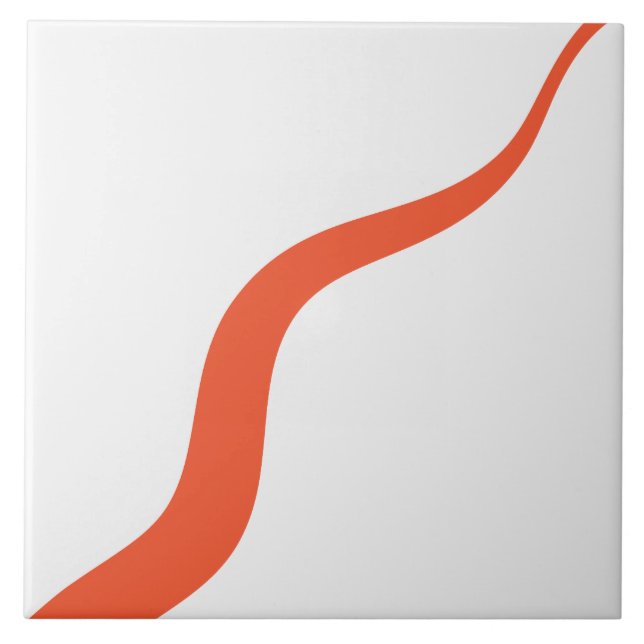 Simple Waves 3 - Orange and White Ceramic Tile (Front)