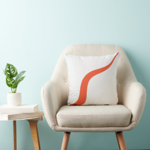 Simple Waves 3 - Orange and White Cushion