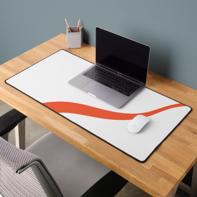 Simple Waves 3 - Orange and White Desk Mat (Office 2)