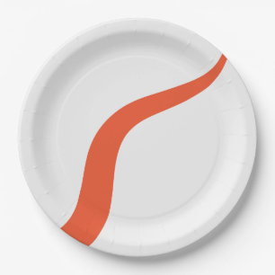 Simple Waves 3 - Orange and White Paper Plate
