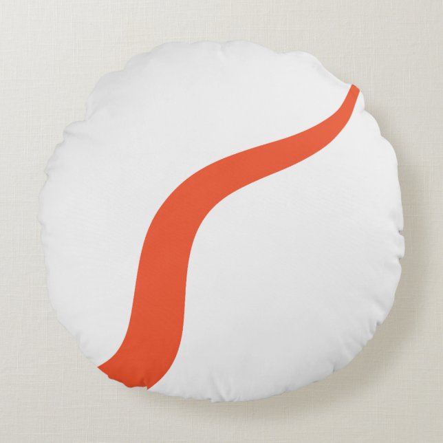 Simple Waves 3 - Orange and White Round Cushion (Front)