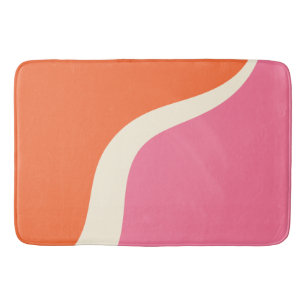 Simple Waves 3 - Pink, Orange and Cream Bath Mat
