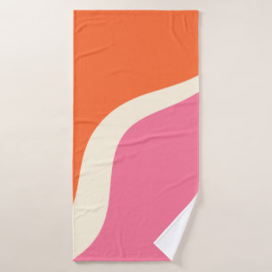 Simple Waves 3 - Pink, Orange and Cream Bath Towel Set