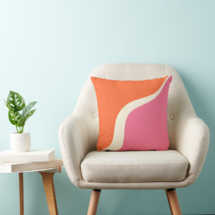 Simple Waves 3 - Pink, Orange and Cream Cushion