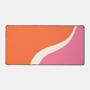 Simple Waves 3 - Pink, Orange and Cream Desk Mat