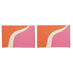 Simple Waves 3 - Pink, Orange and Cream Pillowcase