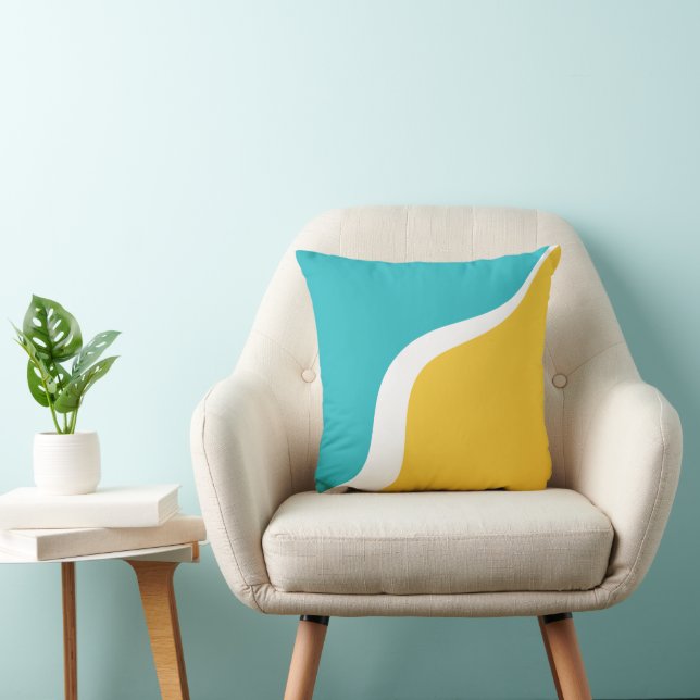 Simple Waves 3 - Turquoise and Yellow Cushion (Chair)
