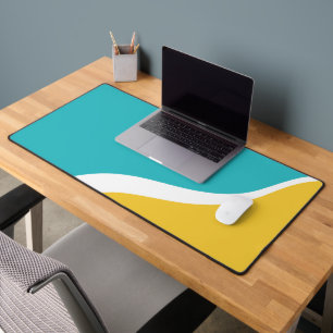 Simple Waves 3 - Turquoise and Yellow Desk Mat