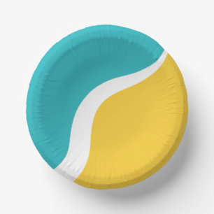 Simple Waves 3 - Turquoise and Yellow Paper Plate