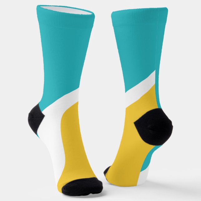 Simple Waves 3 - Turquoise and Yellow Socks (Angled)