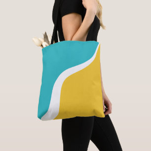 Simple Waves 3 - Turquoise and Yellow Tote Bag