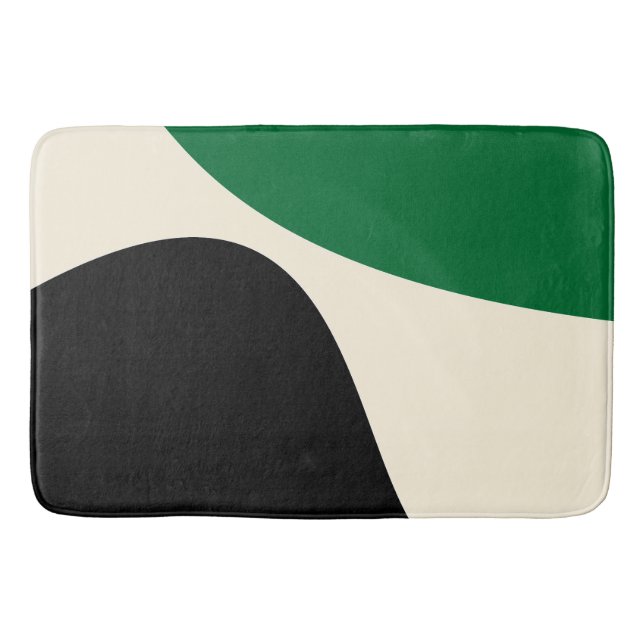Simple Waves 4 in Green, Cream and Black  Bath Mat (Front)